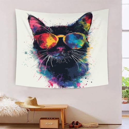Tapisserie murale tissu chat 3D 180cmx230cm grand textile salon