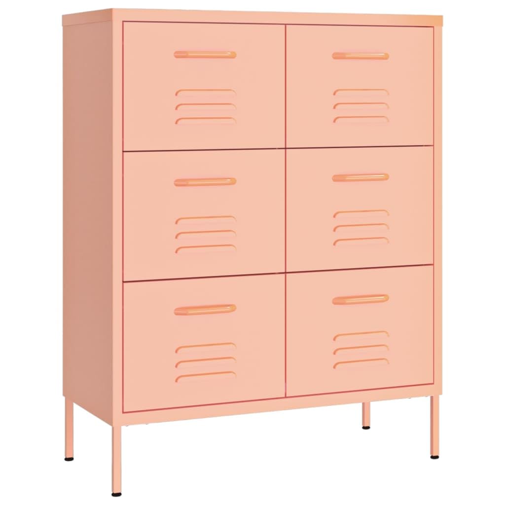 Armoire de rangement robuste pour livres et classeurs de bureau rose