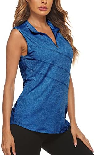 Koscacy Collared Tank Tops for Women,Tennis Polo Ladies Golf Shirts Sweet Wicking Performance Cool Quick-Dry 1/4 Zipper Sleeveless Sport Workout Shirts Green 2XL