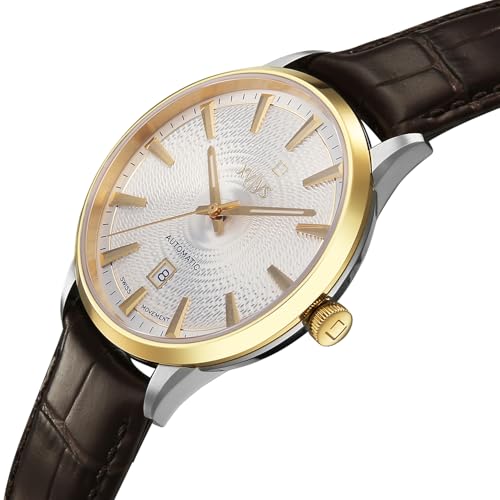 Image of Xylys Waltz-G with Analog with Date Automatic Silver Dial Silver Leather Strap Watch for Men - 40060BL01E