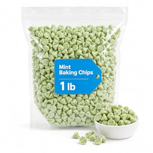 Mint Baking Chips, Minty Flavored Green Chips for Baking & Snacking, 1 lb