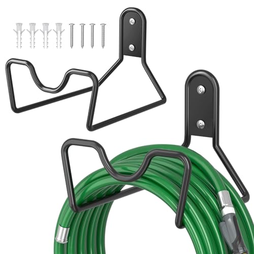 Bomclap Schlauchhalter aus Metall, Gartenschlauchhalter Wandmontage für Gartenschlauch (Schwarz 2Stück)