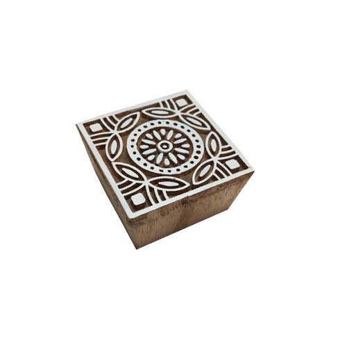 SK Art Wood Printing Stamp Block Square Design Set of 5 (2.5 Inch_Multi) 1