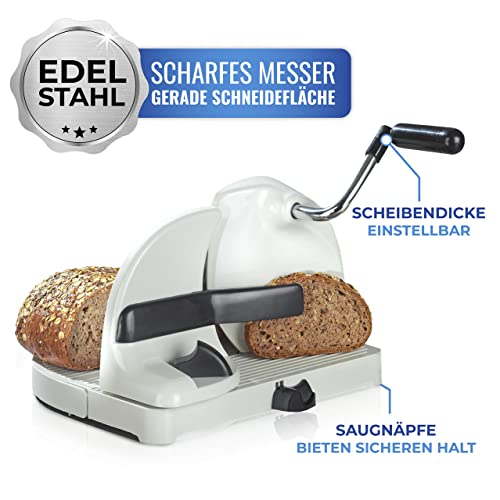 Foto von WENKO Brotschneidemaschine, Scheibendicke stufenlos wählbar, Gerade Schnittfläche, Standsicher, Edelstahlmesser, 31 x 20 x 29 cm
