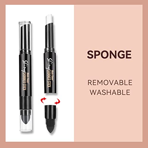 Music Flower Highlighter Stick, Double Ended Highlighter Makeup Stick With Sponge Brush, Shimmer Waterproof Long Lasting Smooth Silver Glitter Brighten Face Makeup Pencil, 1 Count #TOP5