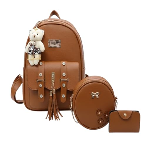 Image of floki Fashion Girls 3-PCS Fashion Cute Mini Leather Backpack sling & pouch set for Women
