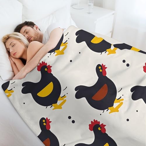 Couverture micro polaire poule de ferme 152x203 cm légère pour canapé - 4