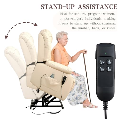 Image of Infinite Position Lay Flat Power Lift Recliner Chair for Elderly, Beige