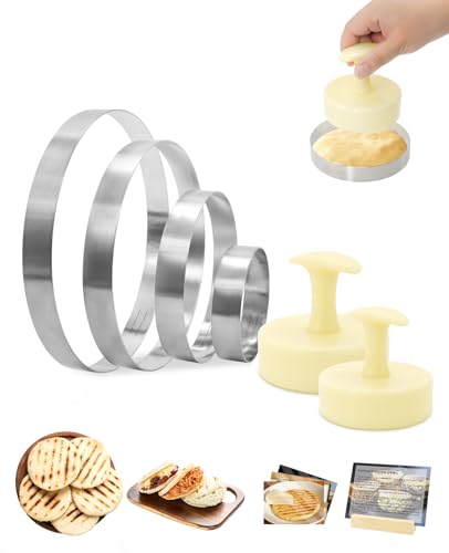 AceList Stainless Steel Arepa Maker with Dough Press and Arepa Recipe Card - 304 Tortilla Maker with 4 Size(3.15"