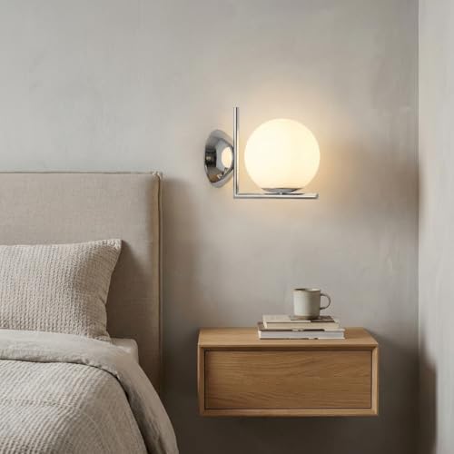 Aplique de pared bola de cristal blanco y lámpara interior vintage E27 4