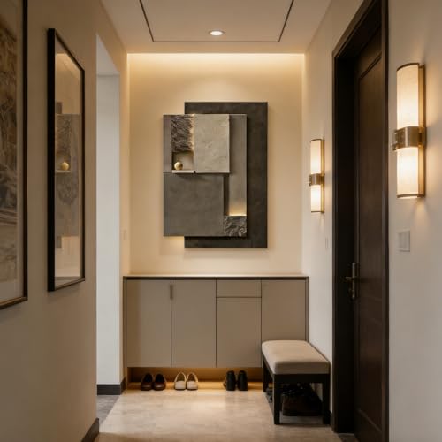 LYGXKRVU Modern Minimalist 3D LED Wall Art, Handmade Sandstone Texture