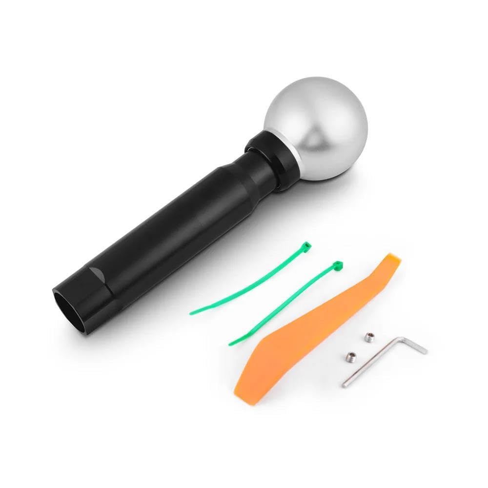 HYASDBWE Automatic Gear Shift Knob Shifter Lever Trim for Fit for Jazz GK5 for City GM6 Round Ball Button Shifter Knob Handle Gear Shifter Parts(Silver)