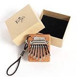Mini Kalimba 8 Keys Beech Wood Finger Thumb Piano With Lanyard Pendant Gift