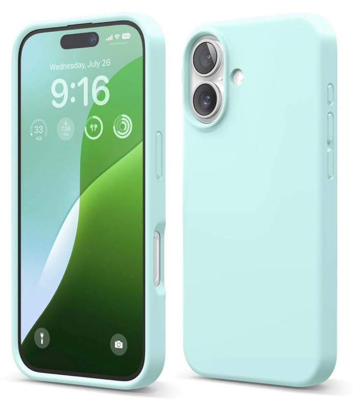 Image of Premium Liquid Silicone Case for iPhone 16 (6.1 Inch) - Slim Full Body Protective Back Cover with Soft Microfiber Lining, Anti-Slip Grip Scratch Resistant Phone Case(Sea Green)