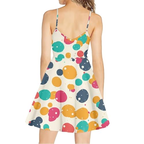 Image of Spaghetti Strap Midi Satin Dresses Summer Sleeveless Sundree Women Girl Beach Party Swing Dress