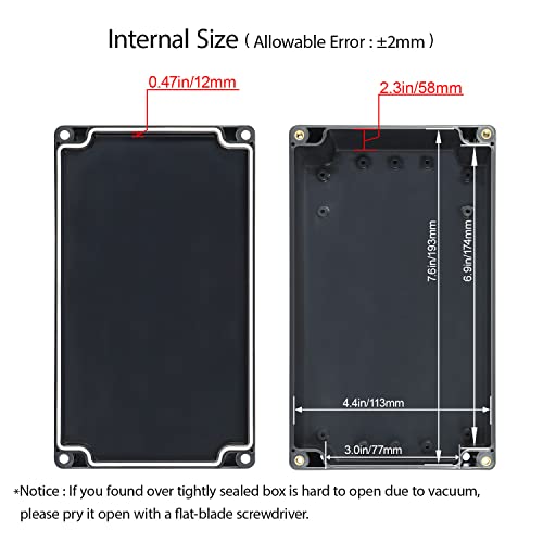 Image of Project Box IP65 Waterproof Dustproof Junction Box ABS Plastic Enclosure Box for Electronics Black Outdoor Project 7.87 inchx 4.72 inchx 2.95 inch(200x120x75mm)