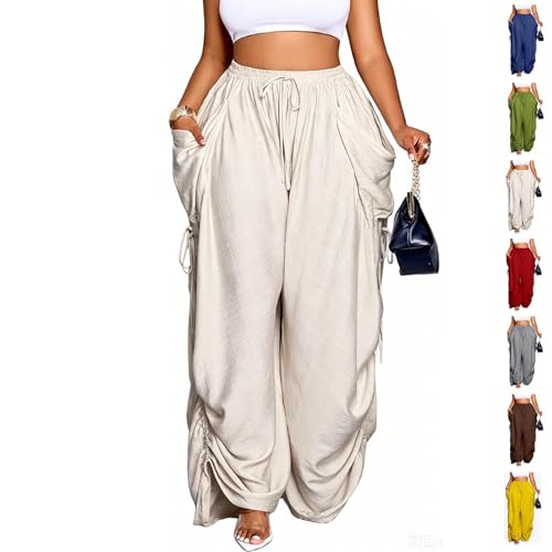 Pantalon d'été taille haute pour femme fluide et élégant à cordon