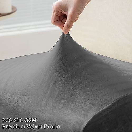 Image of HOKIPO Velvet Long Back Chair Covers Set of 2, Dark Grey (AR-4760-DGRY*2)