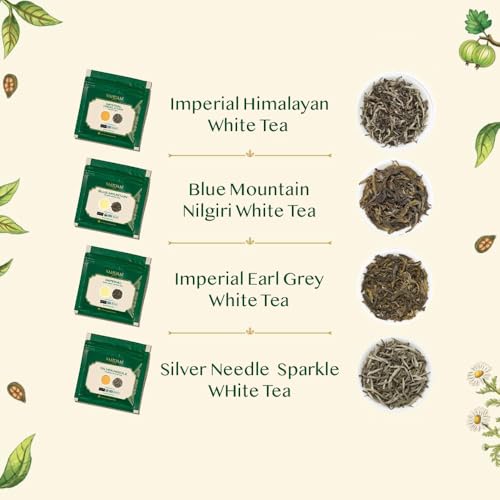 Image of VAHDAM, Assorted White Tea Sampler Gift Set, Gluten Free, Non GMO - 4 Unblended White Loose Leaf Tea Sampler | Tea Variety Pack | Tea Gift Set, Gifts for Women & Men