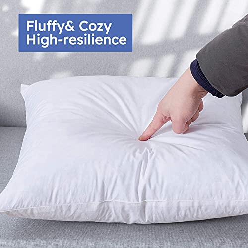 DOWNCOOL 100% Cotton Stuffer Throw Pillow Insert, Square Down and Feather Filled Decorative Bed Sofa Insert, 28x28 Inch, White - Thumbnail 4