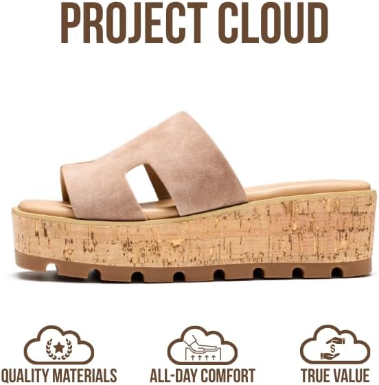 Project Cloud 100% Genuine Leather Wedge Platform Sandals Women Footwear - Memory Foam Insole and Non-Slip Platform Slides for Women - Lightweight Womens Sandals (MILA) - Image 3