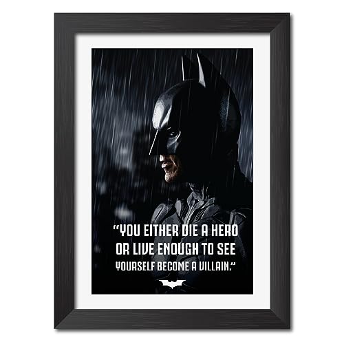 Image of TenorArts Batman Poster with Quotes Comics Photo Frame Painting With Black Wooden Textures (12inches x 9inches)