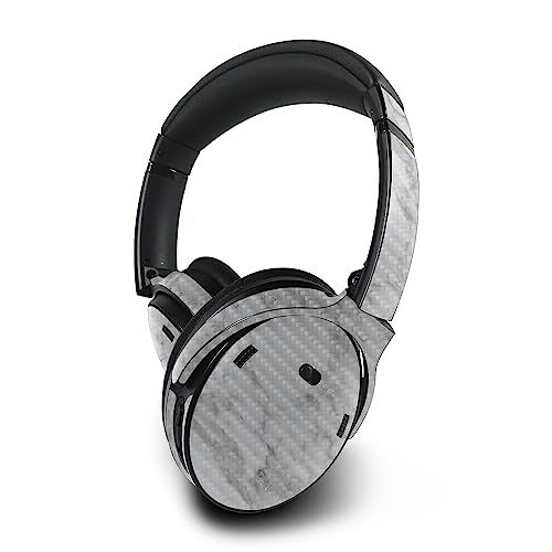 Image of MightySkins Carbon Fiber Skin Compatible with Bose QuietComfort 45 Headphones Frost Marble | Protective, Durable Textured Carbon Fiber Finish | Easy to Apply | Made in The USA