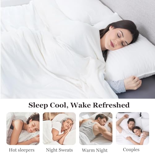 Globon Cooling Comforter California King Size, Lightweight Summer Comforter for Hot Sleepers, Ultra Soft Bamboo Viscose Fabric, Breathable & Moisture Wicking,Soy Fiber Blend Fill, White by Globon - Used condition - Image 2