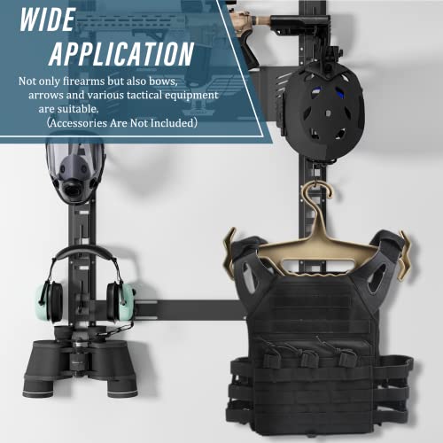 Nonkky Gun Racks, Horizontal Heavy Duty Steel Gun Racks For Wall, Adjustable Gun Rack Wall Mount With 12 Mounting Hooks, Indoor Gun Racks-Hold Up To 5 Rifles, Compound Bow, Shotgun, Carbine Gun #TOP5