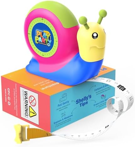 8ft Tape Measure for Kids, STEM Educational Tool with Level, Protractor and Eraser, Retractable Snail Shaped Measuring Tapes, Child-Safe Gift for Boys & Girls 3+, Green