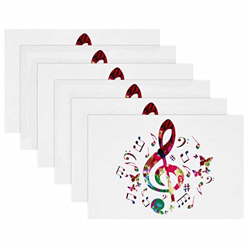 Set de table note de musique et papillon aux finitions soignées 30x45cm lot de 6 - 6