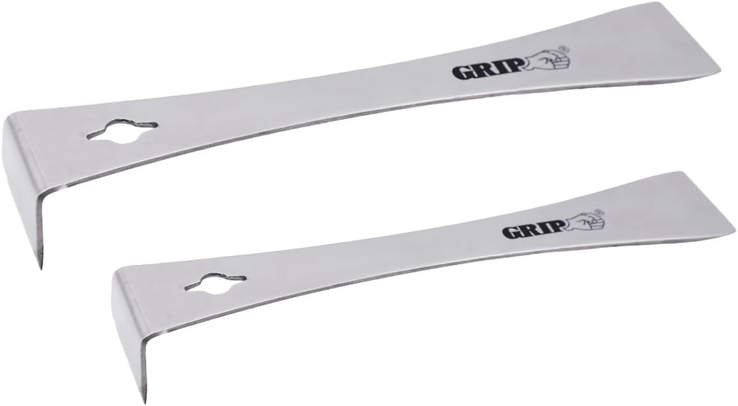 Grip 2 pc Stainless Steel Pry Bar & Scraper Set - 6" and 9" Pry Bar & Scraper - Removes Molding Around Doors, Flooring, Windows - Home, Garage, Barn, Workshop