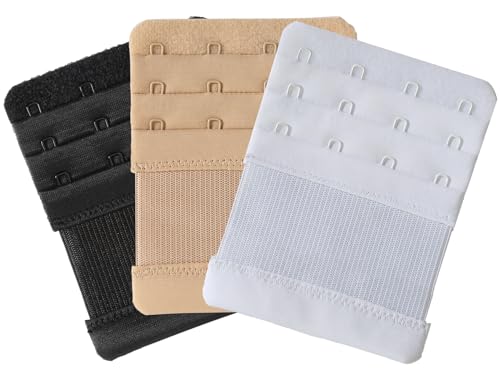SAMGU Bra Extender 4 Hook Women Bra Extension Strap Elastic Stretchy, 3 PCS
