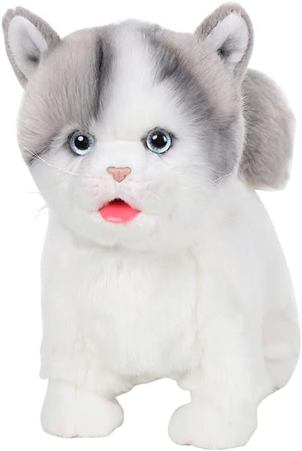 CU-MATE Interactive British Shorthair Blue Cat- Electronic Interactive Stuffed Animal Cat- Handmade Realistic Electronic Plush Cat- Companion Pet Gifts for Boy/Girl