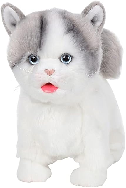 CU-MATE Interactive British Shorthair Blue Cat- Electronic Interactive Stuffed Animal Cat- Handmade Realistic Electronic Plush Cat- Companion Pet Gifts for Boy/Girl