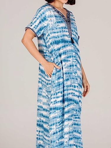 Image of Evolove Women's Viscose Liva Long Maxi Night Gown Nighty Dress with Pocket, Super Soft Comfortable (LNG-Rayon)