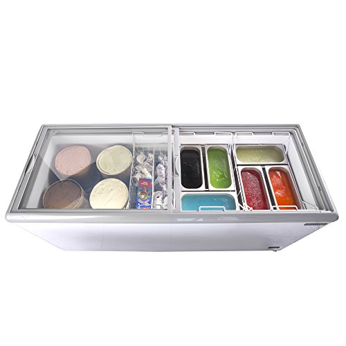 Maxx Cold Mxf71F Sliding Glass Top Mobile Ice Cream Display Freezer Equipped With 5 Baskets, White #TOP3