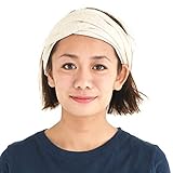 CHARM オーガニックコットン ヘッドバンド 結ばれたバンダナ - メンズ レディース ヘアバンド ケモ ヘッドバンド クリーム M