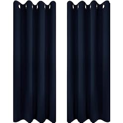 Cortinas Baratas Utopia Bedding Opacas Cortinas Salon Modernas 2 Piezas 140x175 cm, Azul Marino - Cortinas Térmicas Aislantes Frío Calor y para Dormitorio, Salón y Cocina con Ojales