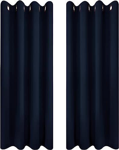 Utopia Bedding Blackout Curtains Grommet Thermal 2 Panels Drapes [Navy, 55 x 69 Inches] Sound Insulated Curtain for Bedroom and Living Room (140x175 cm)