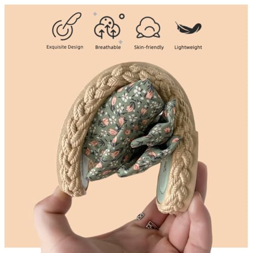 Women's Open Toe Slide Slippers with Cute Bow, Slip-on House Shoes, Summer Linen Slippers with Rubber Sole3