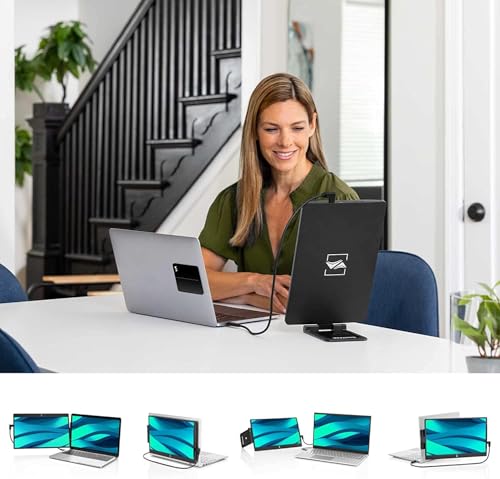 Image of SideTrak Swivel 14 inch Attachable Portable Monitor Extender, FHD TFT Laptop Dual Screen with Kickstand + Unique Swivel Hinge, Compatible with Mac, PC, Chrome, Powered by USB or Mini HDMI Port (With Case)
