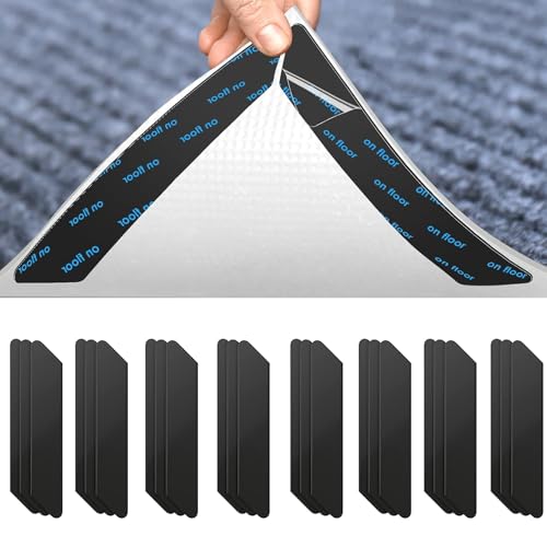 24 PCS Rug Gripper, on-Slip Rug Grip Pads, Anti-Slip Rug Grippers to keep Rugs Securely in Place. Rug Grip Strips for Hardwood Floor, Laminate Floor, Rug Pad Gripper for Hardwood Floors and Tile with