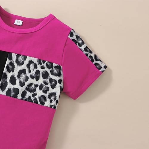 Image of FOCUTEBB Toddler Girl Clothes Summer Outfits Cute Baby Short Sleeve T-shirt Shorts Leopard Camo Printed 18 Months to 6 Years