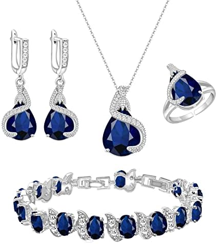 GZWHD Jewelry Set for Women Water Drop Cubic Zirconia Artificial ...