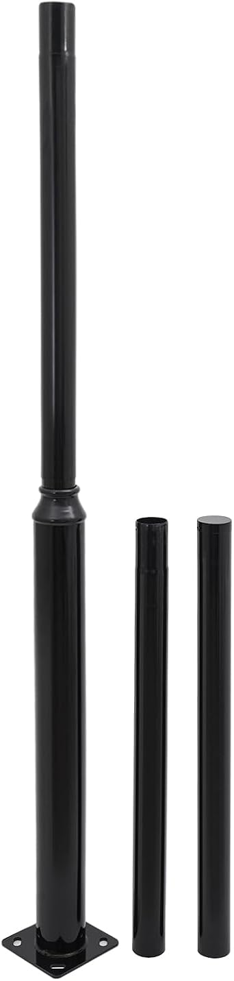 Street Light Pole, Black Galvanized Solar Street Lamp Post, Split Street Lamp Post Outdoor Street Courtyard Parking Lot Lighting Post with Mounting Rebar Cage 13 FT 114+76mm