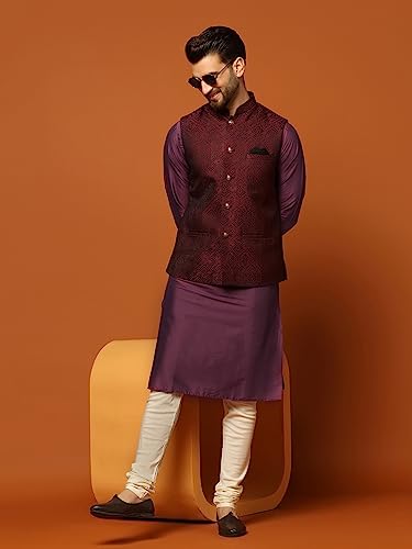Image of KISAH Men's Jacket - Textured Silk Blend Jacquard - Indian Wedding Outfit for Men - Ideal for Weddings and Festivals