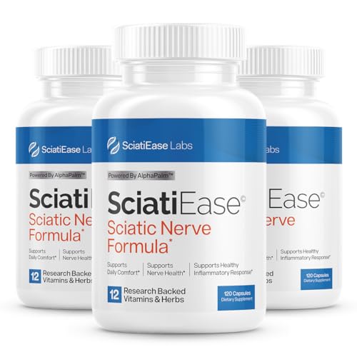 SciatiEase Sciatic Nerve Health Support Supplement - Nerve Support Formula with AlphaPalm Pea Vitamin B Complex Alpha Lipoic Acid 300mg - 3 Bottles
