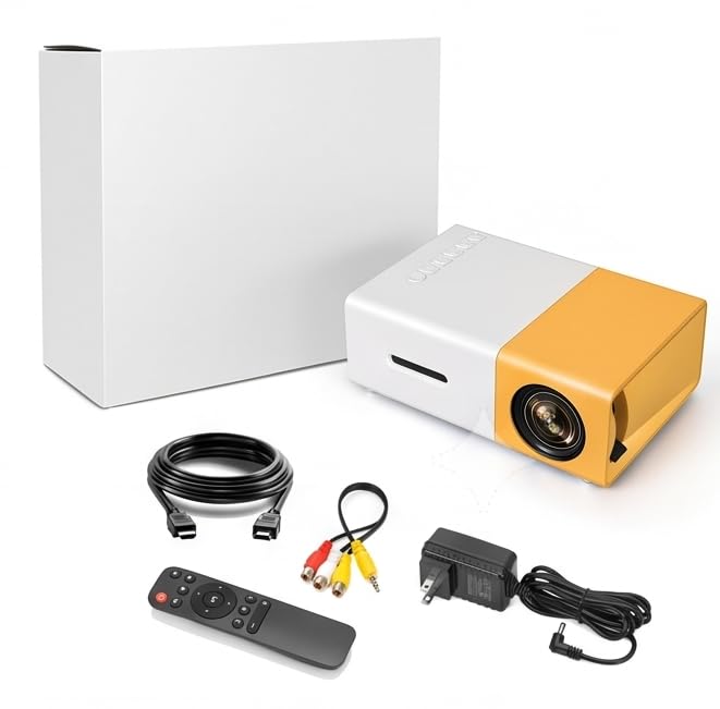 Image of LED Projector Yellow and White Portable Home Theater Projector