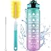 Bouteille d'eau, [1L - avec Brosse Coupelle Amovible] Sopal Gourde Sport, Bouteille avec Paille et Marqueur de Temps, sans BPA, Étanche & Réutilisable, pour Enfant et Adultes,Sport,Randonnée,Camping